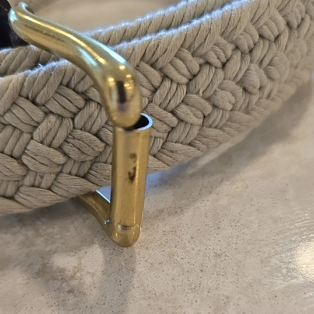 Liz Claiborne Cotton Woven Belt Brown Trim and Gold Buckle 100% Cotton - Picture 5 of 5